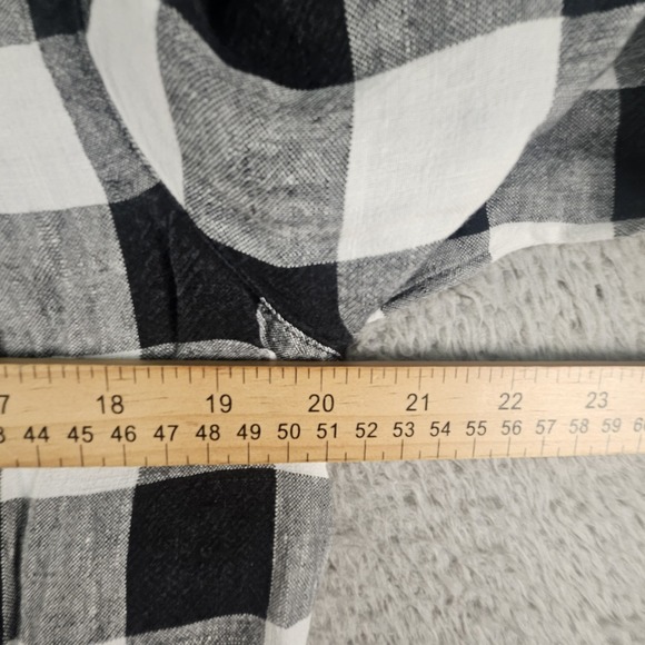 J. Jill Love Linen Top Womens S Petite Check Plaid 100% Linen Flax Gauzy Beachy - Picture 9 of 10